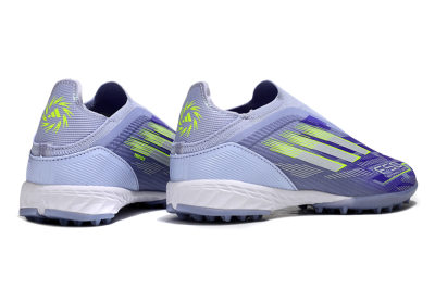 Adidas F50 Elite Laceless TF Artificial Turf Soccer Shoes - Blue/Yellow/Silver