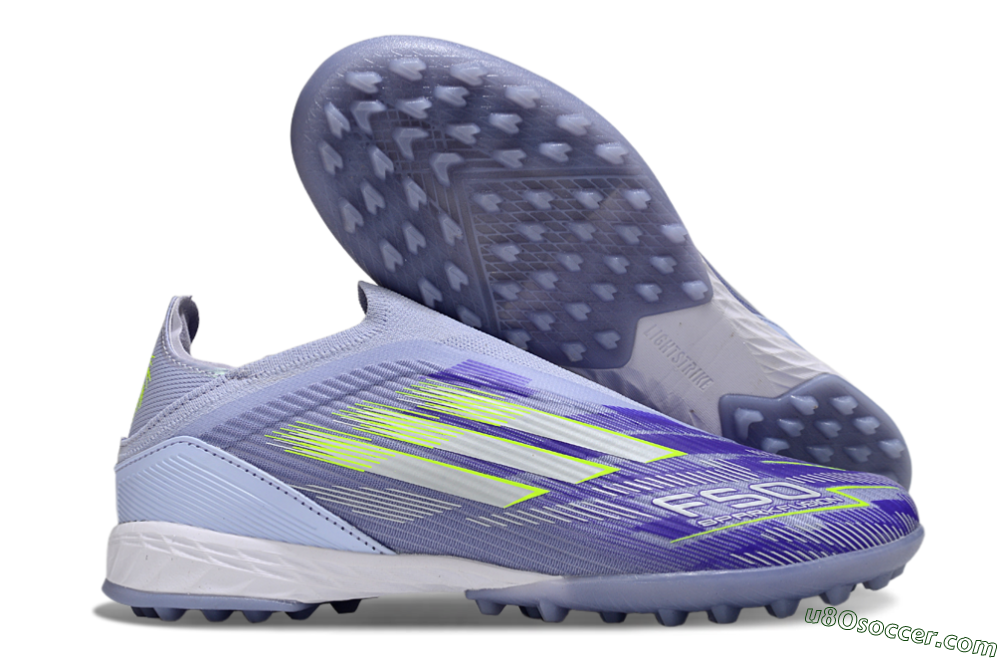 Adidas F50 Elite Laceless TF Artificial Turf Soccer Shoes - Blue/Yellow/Silver 1