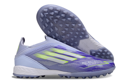Adidas F50 Elite Laceless TF Artificial Turf Soccer Shoes - Blue/Yellow/Silver