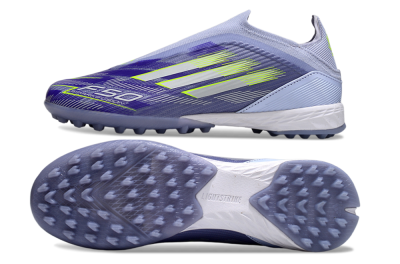 Adidas F50 Elite Laceless TF Artificial Turf Soccer Shoes - Blue/Yellow/Silver