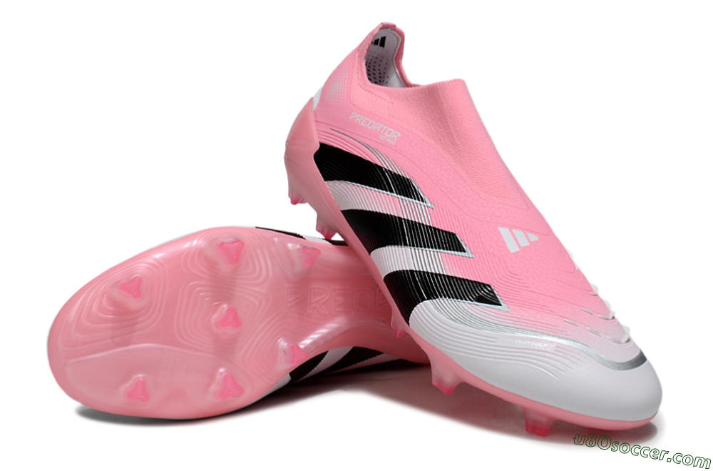Adidas Predator 25 Elite Laceless FG Firm Ground Soccer Cleats - Pink/White/Black 3