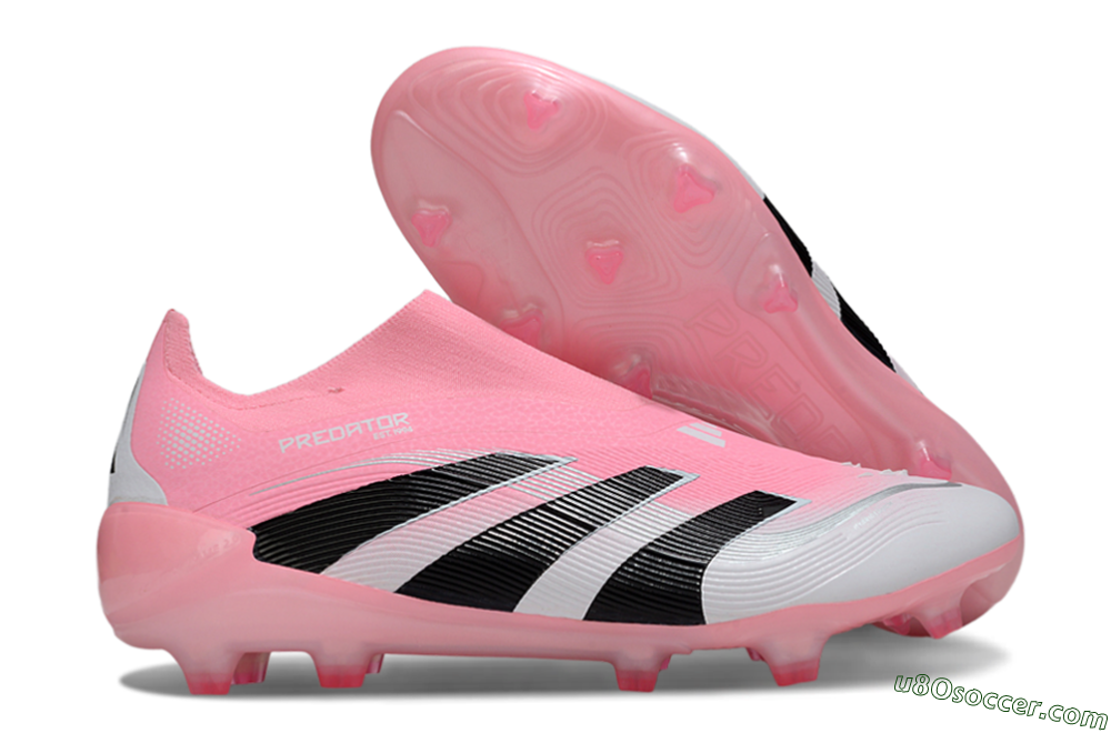 Adidas Predator 25 Elite Laceless FG Firm Ground Soccer Cleats - Pink/White/Black 1