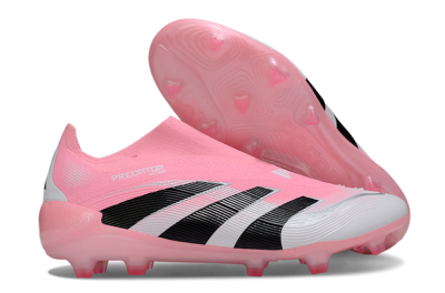 Adidas Predator 25 Elite Laceless FG Firm Ground Soccer Cleats - Pink/White/Black