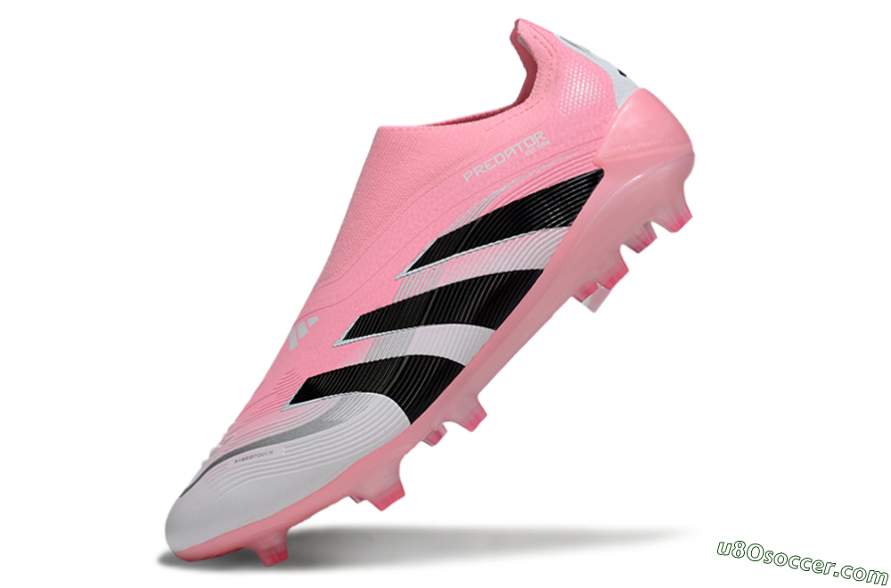 Adidas Predator 25 Elite Laceless FG Firm Ground Soccer Cleats - Pink/White/Black 5