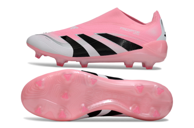 Adidas Predator 25 Elite Laceless FG Firm Ground Soccer Cleats - Pink/White/Black