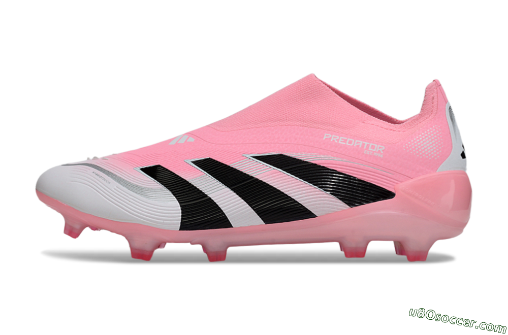 Adidas Predator 25 Elite Laceless FG Firm Ground Soccer Cleats - Pink/White/Black 2