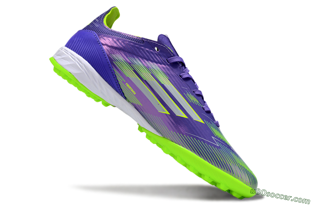 Adidas F50 Pro TF Artificial Turf Soccer Shoes - Purple/Yellow/Silver 5
