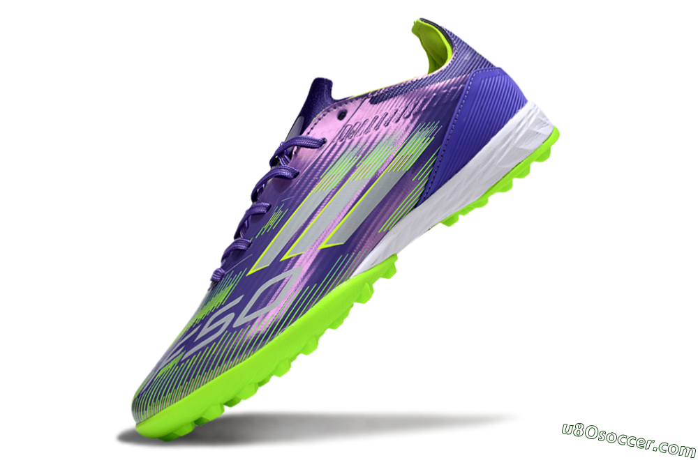 Adidas F50 Pro TF Artificial Turf Soccer Shoes - Purple/Yellow/Silver 6