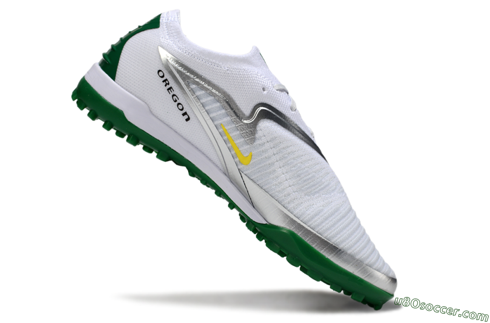 Nike Phantom 6 Low Elite TF Artificial Turf Soccer Shoes - White/Silver/Yellow 4