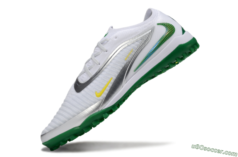 Nike Phantom 6 Low Elite TF Artificial Turf Soccer Shoes - White/Silver/Yellow 5