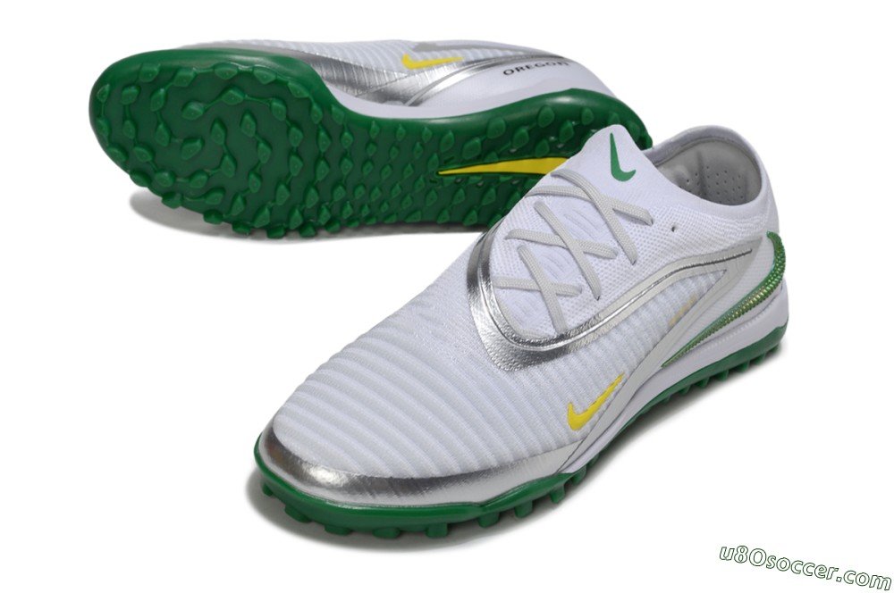 Nike Phantom 6 Low Elite TF Artificial Turf Soccer Shoes - White/Silver/Yellow 3