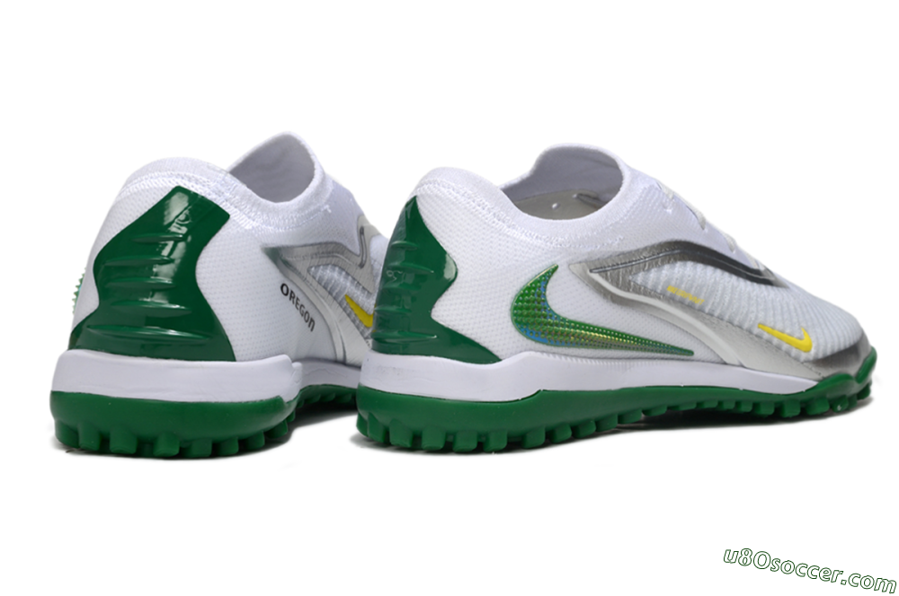 Nike Phantom 6 Low Elite TF Artificial Turf Soccer Shoes - White/Silver/Yellow 6