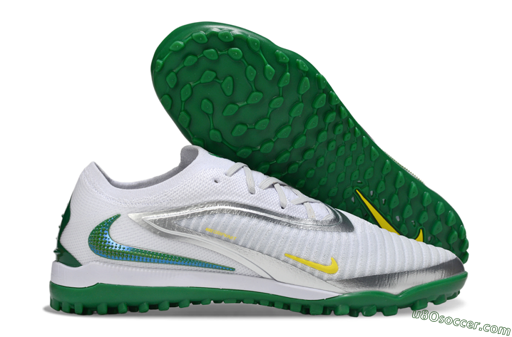 Nike Phantom 6 Low Elite TF Artificial Turf Soccer Shoes - White/Silver/Yellow 1