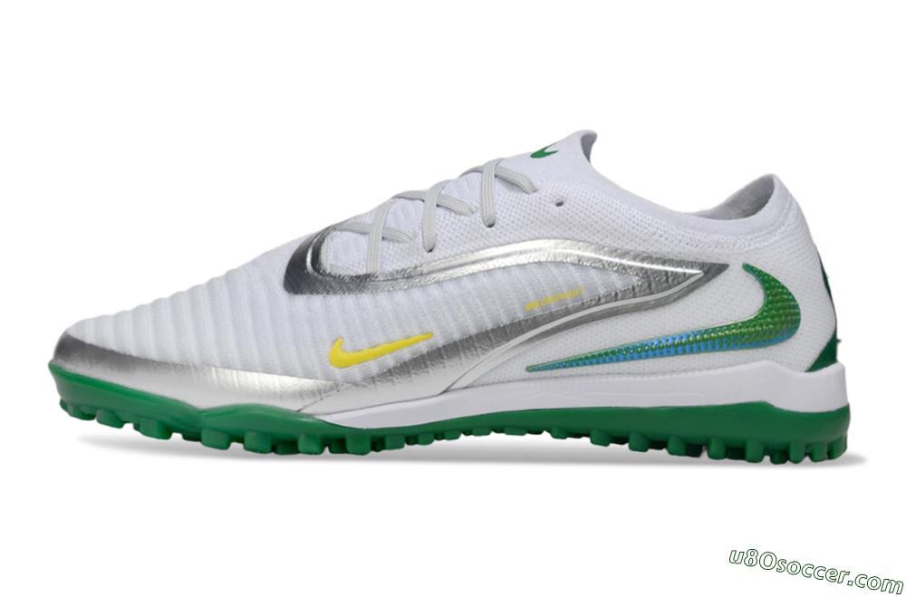 Nike Phantom 6 Low Elite TF Artificial Turf Soccer Shoes - White/Silver/Yellow 2