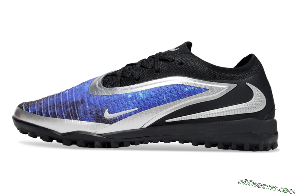 Nike Phantom 6 Low Elite TF Artificial Turf Soccer Shoes - Blue/Silver/Black 2