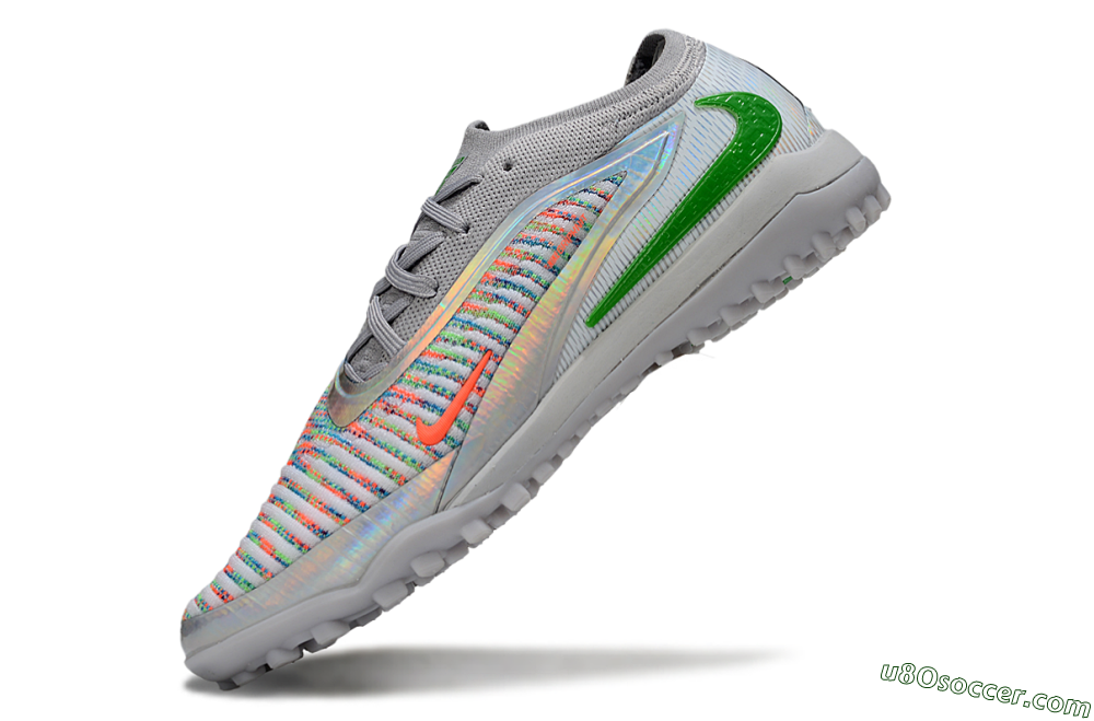 Nike Phantom 6 Low Elite TF Artificial Turf Soccer Shoes - Grey/Silver/Yellow 5