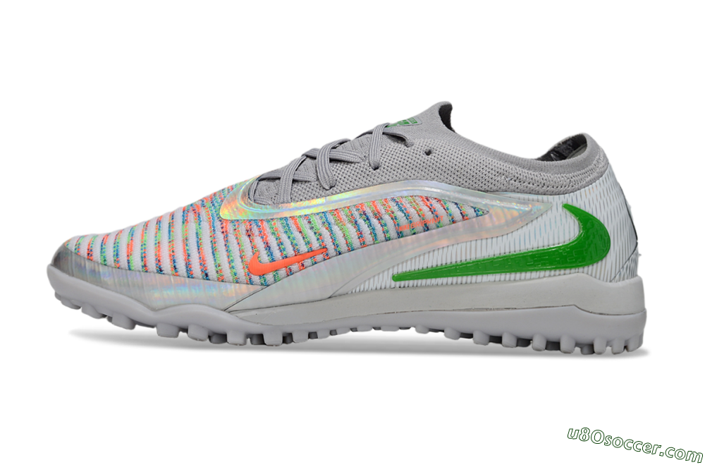 Nike Phantom 6 Low Elite TF Artificial Turf Soccer Shoes - Grey/Silver/Yellow 2