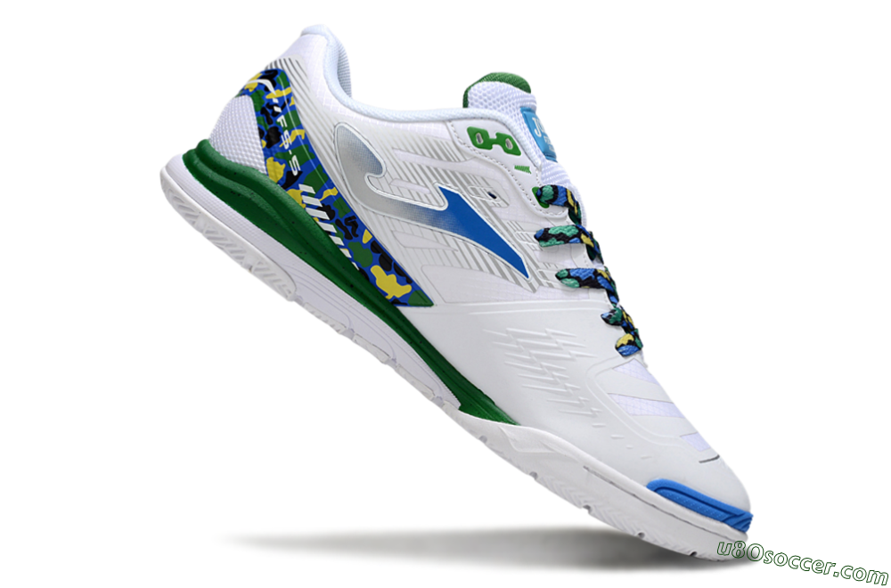 Joma Top Flex IC Indoor & Futsal Soccer Shoes - White/Silver/Blue 4
