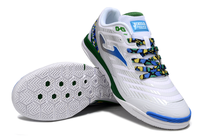 Joma Top Flex IC Indoor & Futsal Soccer Shoes - White/Silver/Blue
