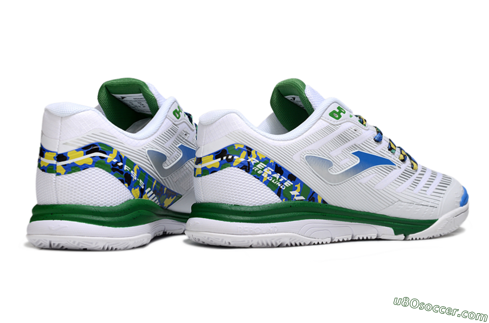 Joma Top Flex IC Indoor & Futsal Soccer Shoes - White/Silver/Blue 6