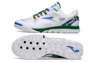 Joma Top Flex IC Indoor & Futsal Soccer Shoes - White/Silver/Blue