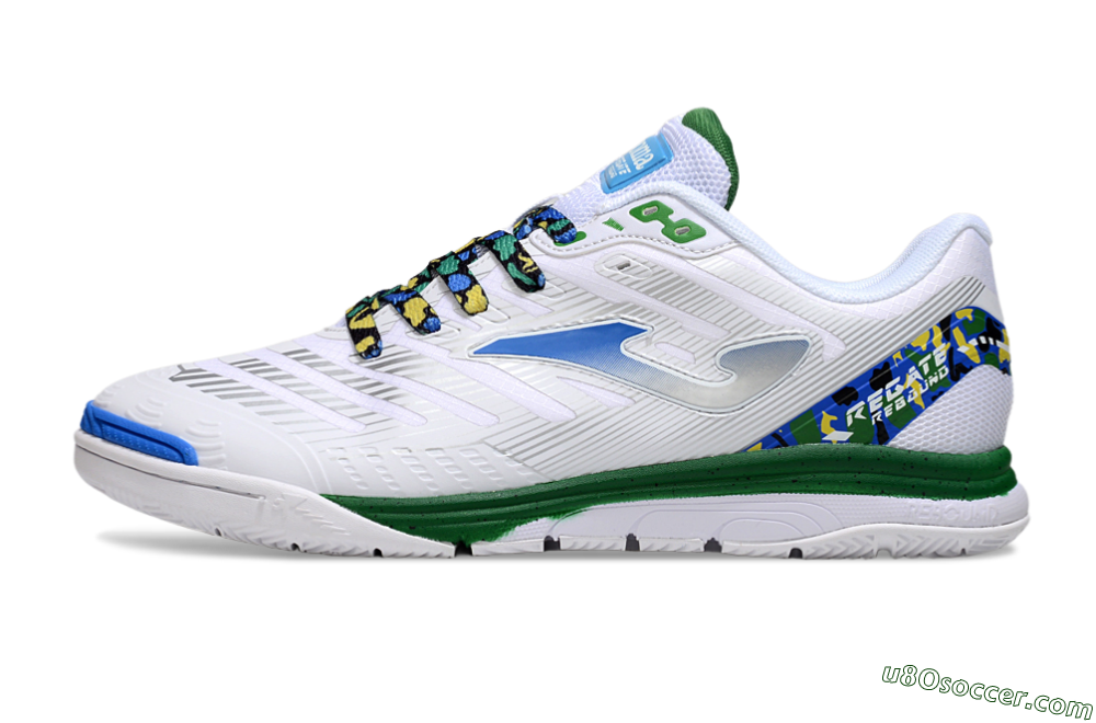 Joma Top Flex IC Indoor & Futsal Soccer Shoes - White/Silver/Blue 2