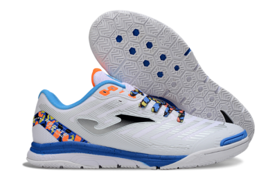 Joma Top Flex IC Indoor & Futsal Soccer Shoes - White/Silver/Blue