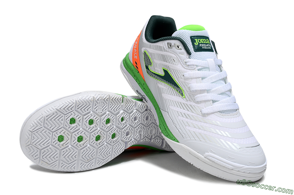 Joma Top Flex IC Indoor & Futsal Soccer Shoes - White/Yellow/Red 3