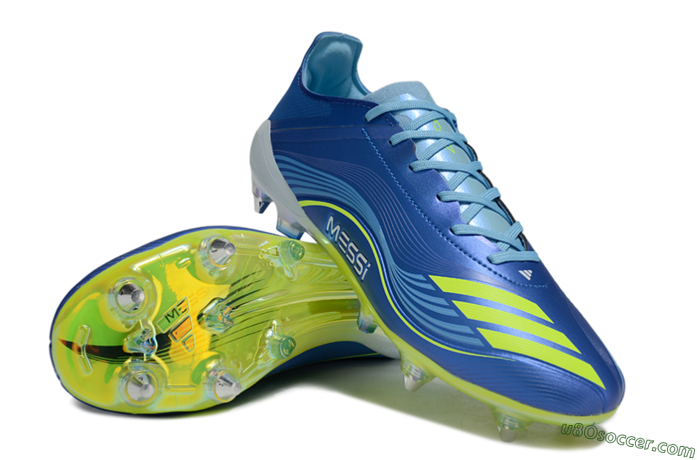 Messi x Adidas F50 Pro SG Soft Ground Soccer Cleats - Blue/Yellow/White 3