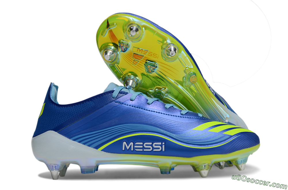 Messi x Adidas F50 Pro SG Soft Ground Soccer Cleats - Blue/Yellow/White 1