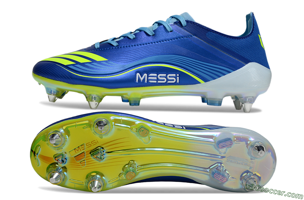 Messi x Adidas F50 Pro SG Soft Ground Soccer Cleats - Blue/Yellow/White 0