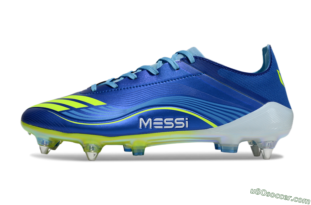 Messi x Adidas F50 Pro SG Soft Ground Soccer Cleats - Blue/Yellow/White 2