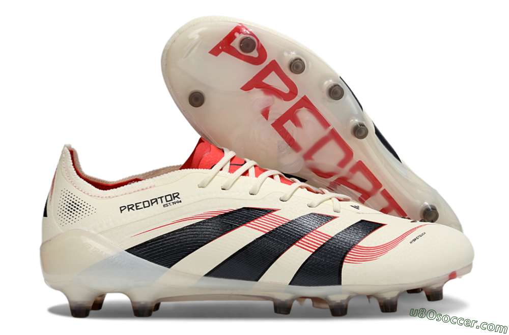 Adidas Predator 25 Elite AG Artificial Grass Soccer Cleats - White/Black/Red 1