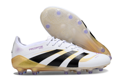 Adidas Predator 25 Elite AG Artificial Grass Soccer Cleats - White/Black/Gold