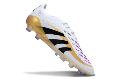Adidas Predator 25 Elite AG Artificial Grass Soccer Cleats - White/Black/Gold
