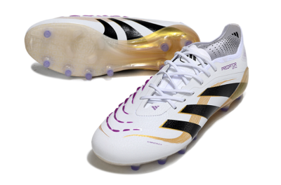 Adidas Predator 25 Elite AG Artificial Grass Soccer Cleats - White/Black/Gold