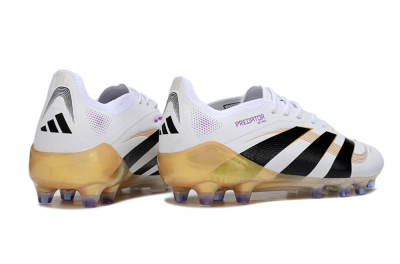 Adidas Predator 25 Elite AG Artificial Grass Soccer Cleats - White/Black/Gold