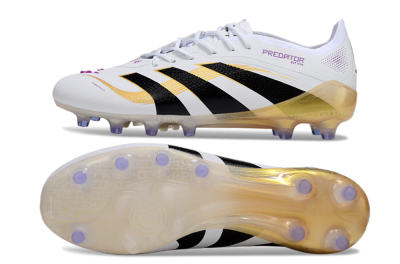 Adidas Predator 25 Elite AG Artificial Grass Soccer Cleats - White/Black/Gold