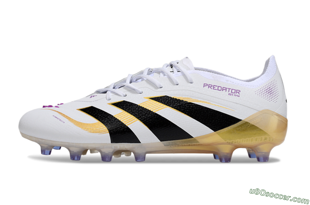 Adidas Predator 25 Elite AG Artificial Grass Soccer Cleats - White/Black/Gold 2