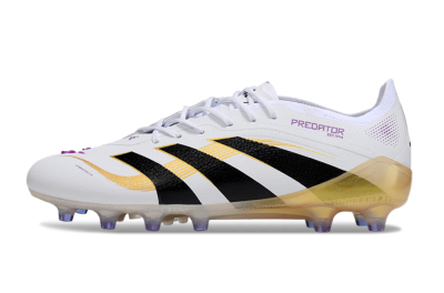 Adidas Predator 25 Elite AG Artificial Grass Soccer Cleats - White/Black/Gold