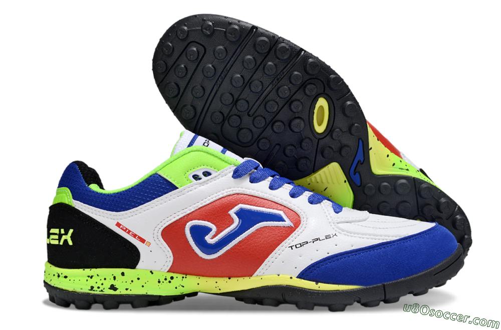 Joma Top Flex TF Artificial Turf Soccer Shoes - White/Red/Blue 1