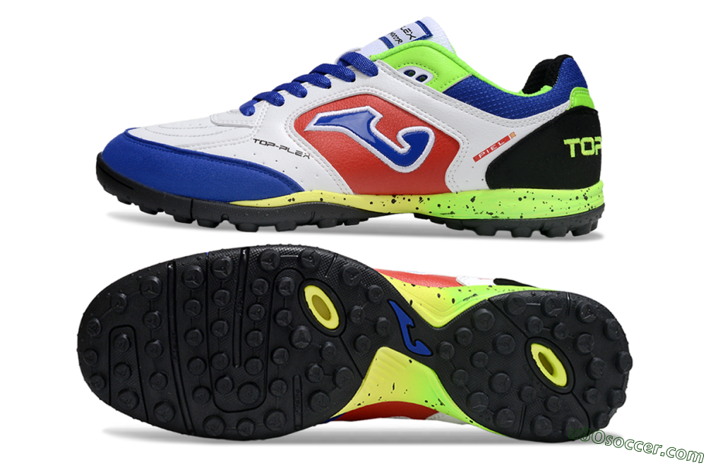 Joma Top Flex TF Artificial Turf Soccer Shoes - White/Red/Blue 0