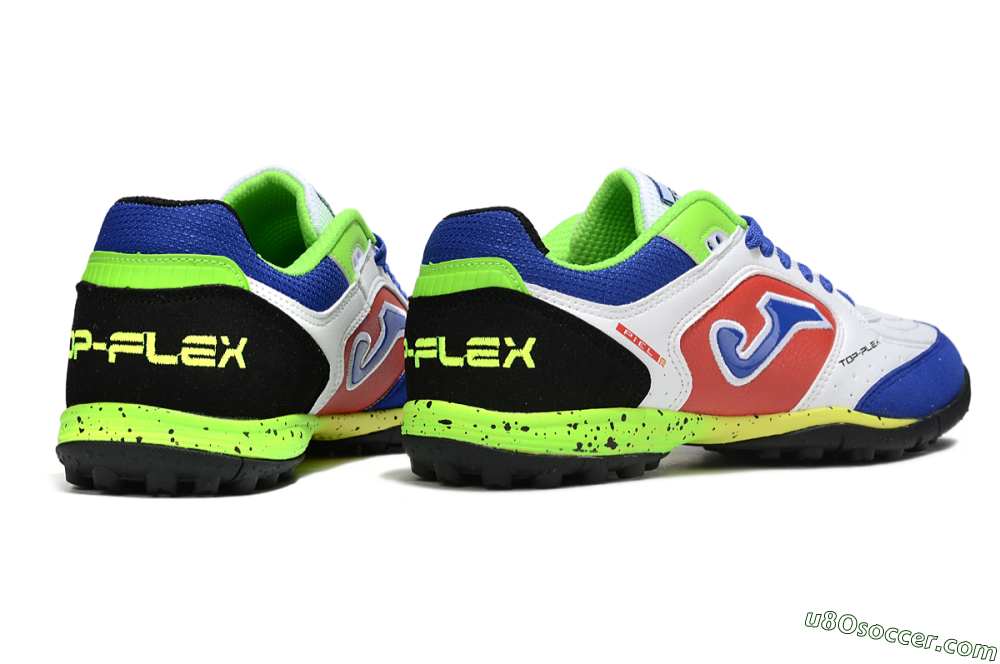 Joma Top Flex TF Artificial Turf Soccer Shoes - White/Red/Blue 6