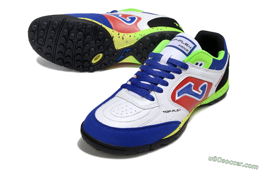 Joma Top Flex TF Artificial Turf Soccer Shoes - White/Red/Blue 3
