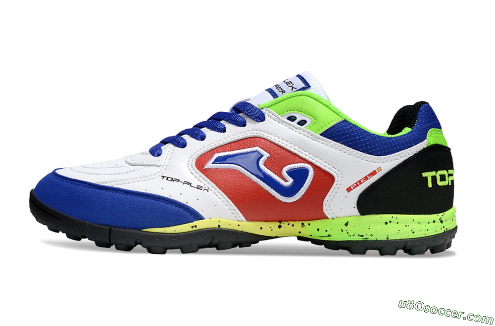 Joma Top Flex TF Artificial Turf Soccer Shoes - White/Red/Blue 2