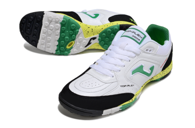 Joma Top Flex TF Artificial Turf Soccer Shoes - White/Green/Yellow