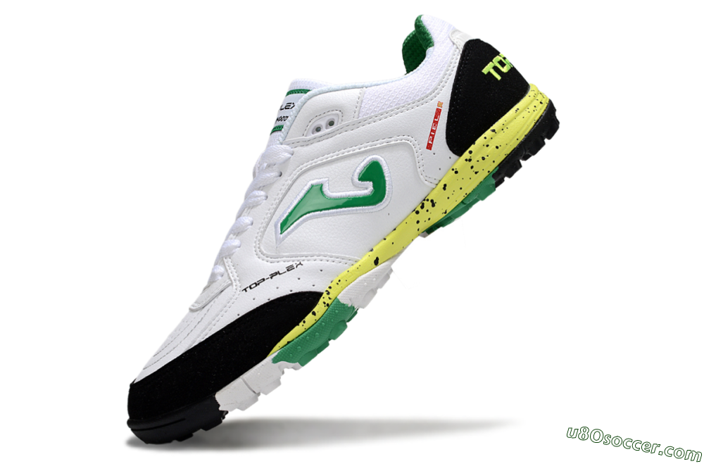 Joma Top Flex TF Artificial Turf Soccer Shoes - White/Green/Yellow 5