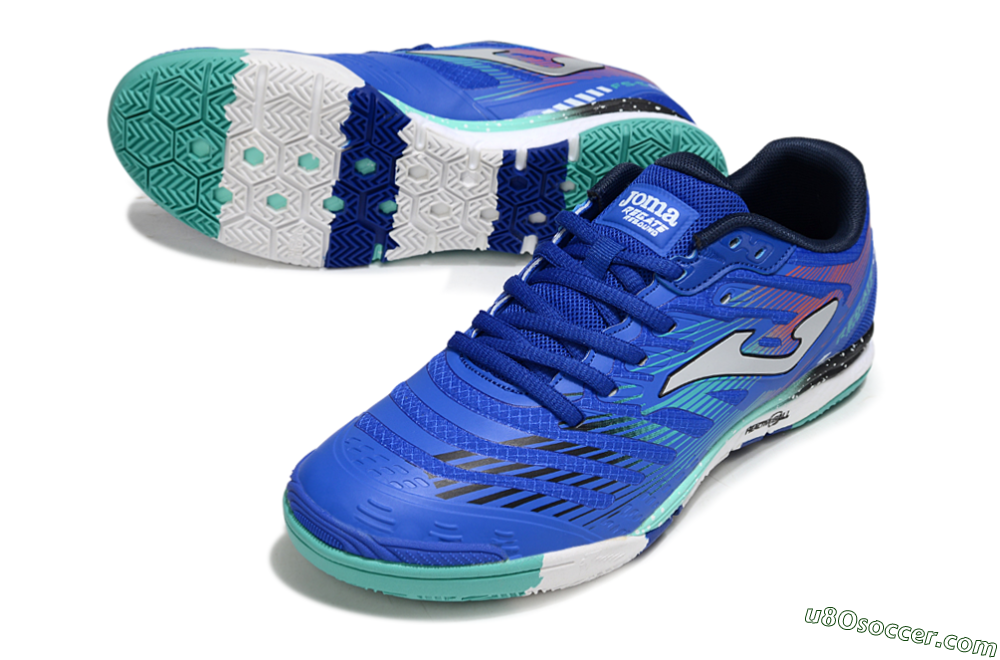 Joma Top Flex IC Indoor & Futsal Soccer Shoes - Blue/Jade/Red 3