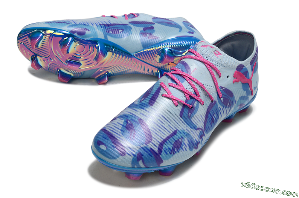 Puma Future 8 Ultimate FG Firm Ground Soccer Cleats - Blue/Pink/Black 3
