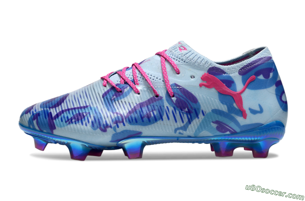 Puma Future 8 Ultimate FG Firm Ground Soccer Cleats - Blue/Pink/Black 2